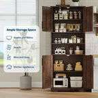 67Farmhouse Tall Storage Cabinet with Glass Doors,Adjustable Shelves Drawer,Anti-Tip Freestanding Pantry Cabinet for Bathroom Kitchen Living Room