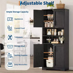 67Farmhouse Tall Storage Cabinet with Glass Doors,Adjustable Shelves Drawer,Anti-Tip Freestanding Pantry Cabinet for Bathroom Kitchen Living Room