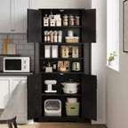 67Farmhouse Tall Storage Cabinet with Glass Doors,Adjustable Shelves Drawer,Anti-Tip Freestanding Pantry Cabinet for Bathroom Kitchen Living Room