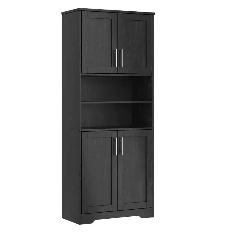 67Farmhouse Tall Storage Cabinet with Glass Doors,Adjustable Shelves Drawer,Anti-Tip Freestanding Pantry Cabinet for Bathroom Kitchen Living Room