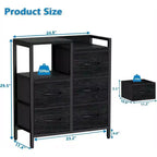 5 Drawer Mobile File Cabinet with Open Storage Shelf, Fabric Lateral Filing Cabinet for A4 and Letter Size Files, Storage Organizer for Home, Office