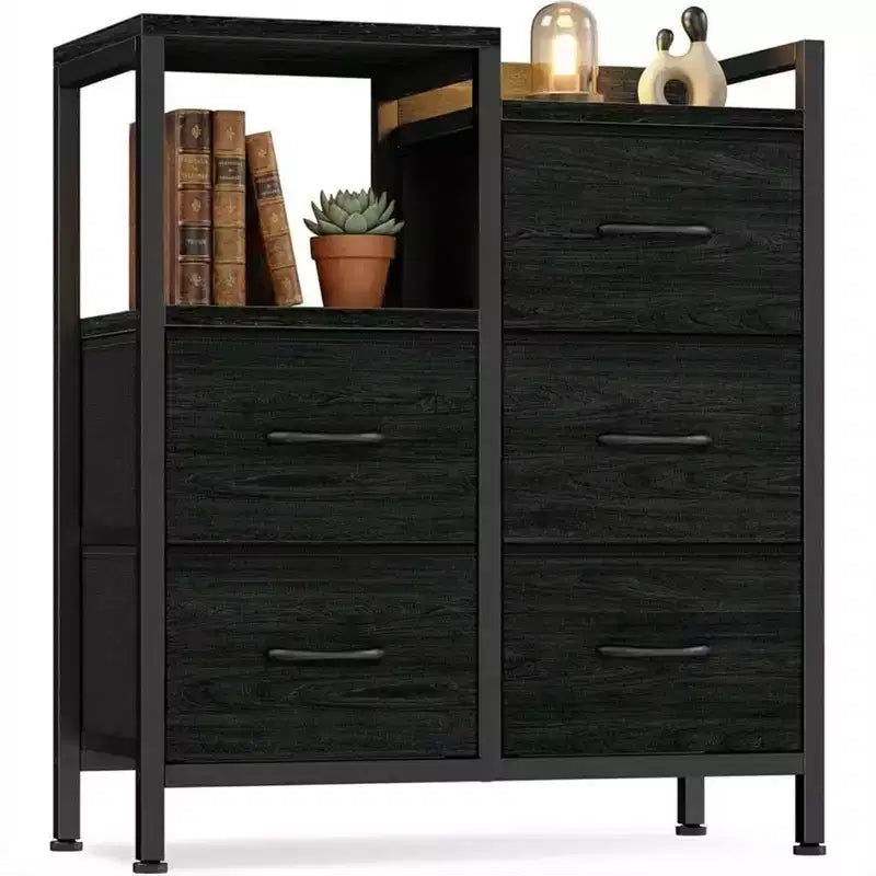 5 Drawer Mobile File Cabinet with Open Storage Shelf, Fabric Lateral Filing Cabinet for A4 and Letter Size Files, Storage Organizer for Home, Office
