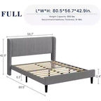 GustoWave Elegant Velvet Upholstered Bed Frame with Headboad and Wingback, Easy Assembly