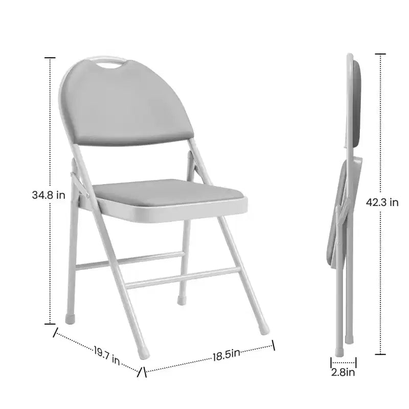 Lot de 4 chaises pliantes rembourrées Chaises pliantes rembourrées en cuir PU avec coussin moelleux, cadre métallique, dossier haut, portables pour la maison, le bureau, les fêtes