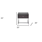 HomeRoots 22 Chrome And Gray Oak Manufactured Wood Rectangular End Table With Drawer