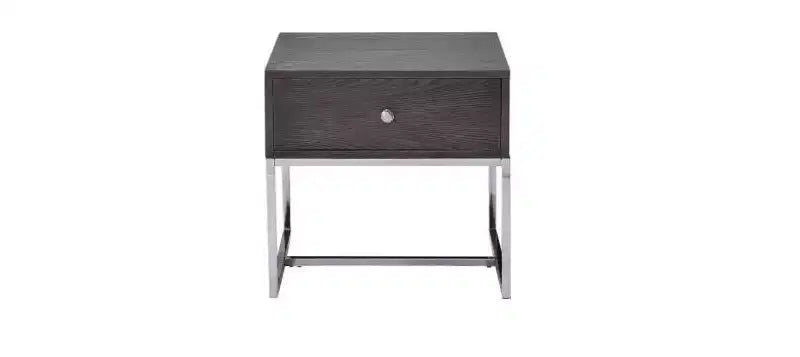Table d'appoint rectangulaire HomeRoots 22 en bois manufacturé chêne gris et chrome avec tiroir
