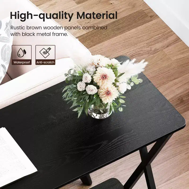 Industrial Narrow Console Table with Storage Shelf,Sturdy Metal Frame,Versatile Sofa Side Table for Entryway, Hallway, Living Room