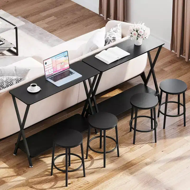 Industrial Narrow Console Table with Storage Shelf,Sturdy Metal Frame,Versatile Sofa Side Table for Entryway, Hallway, Living Room