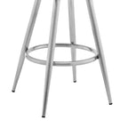 Tabouret de bar 26 po Maxen, hauteur comptoir, en similicuir gris et acier inoxydable brossé - Armen Living : Pivotant, repose-pieds, design moderne
