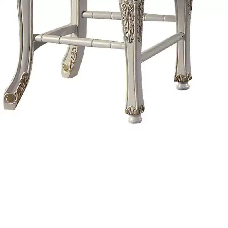 Silla de comedor de 20" con acabado Perla Antigua - Tapizado de cuero elegante, ribete de tachuelas, estructura de madera