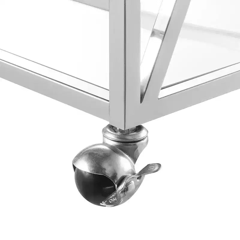 Desserte de bar Breighton Home Oxford en verre et chrome avec étagère Verre/Chrome : Style contemporain, sur roulettes, structure en métal