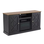 Electric Fireplace and TV Stand for TVs up to 60" Gray - Home Essentials: MDF Wood Composite, Nickel Hardware