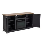 Electric Fireplace and TV Stand for TVs up to 60" Gray - Home Essentials: MDF Wood Composite, Nickel Hardware