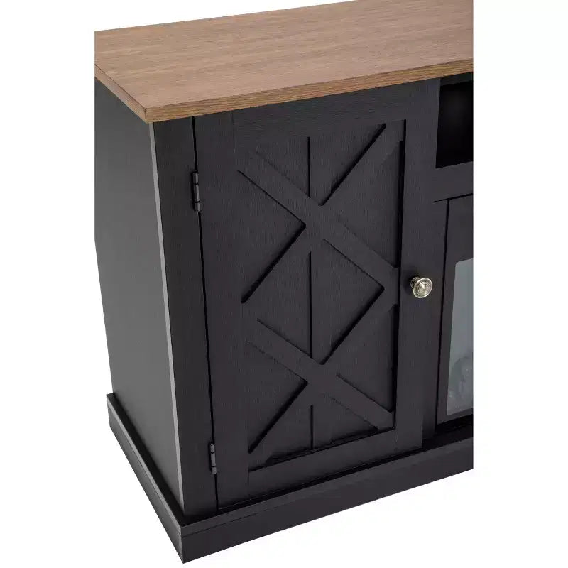 Electric Fireplace and TV Stand for TVs up to 60" Gray - Home Essentials: MDF Wood Composite, Nickel Hardware