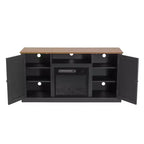 Electric Fireplace and TV Stand for TVs up to 60" Gray - Home Essentials: MDF Wood Composite, Nickel Hardware