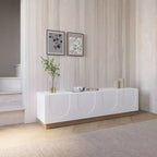 Mueble para TV Nexera Nauraa para televisores de hasta 80" Blanco: Consola moderna con estantes ajustables y gestión de cables