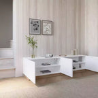 Mueble para TV Nexera Nauraa para televisores de hasta 80" Blanco: Consola moderna con estantes ajustables y gestión de cables