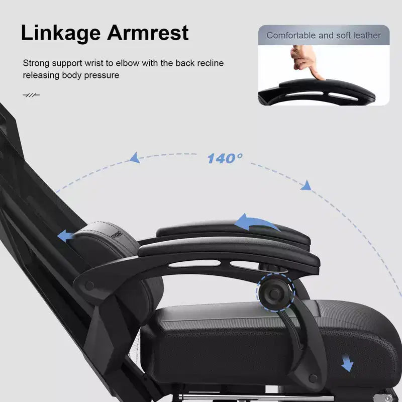 GTRACING Silla Gaming Silla de Oficina de Malla Ergonómica Reclinable con Reposapiés Negra