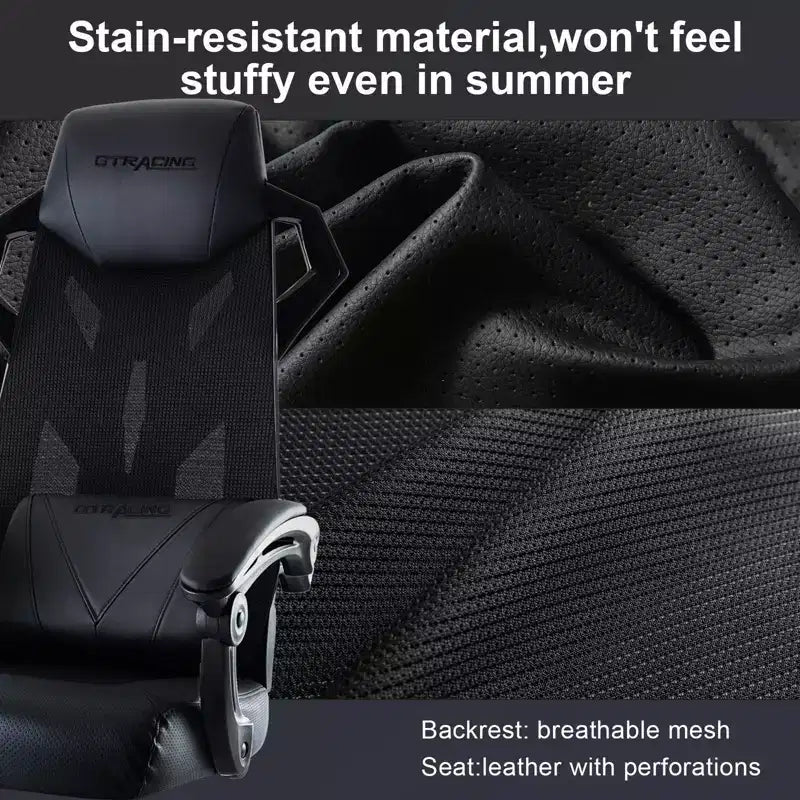GTRACING Silla Gaming Silla de Oficina de Malla Ergonómica Reclinable con Reposapiés Negra
