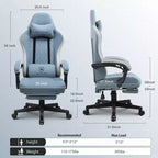Silla de gaming GTPLAYER, silla de oficina de tela con reposabrazos articulados, silla de ordenador azul claro