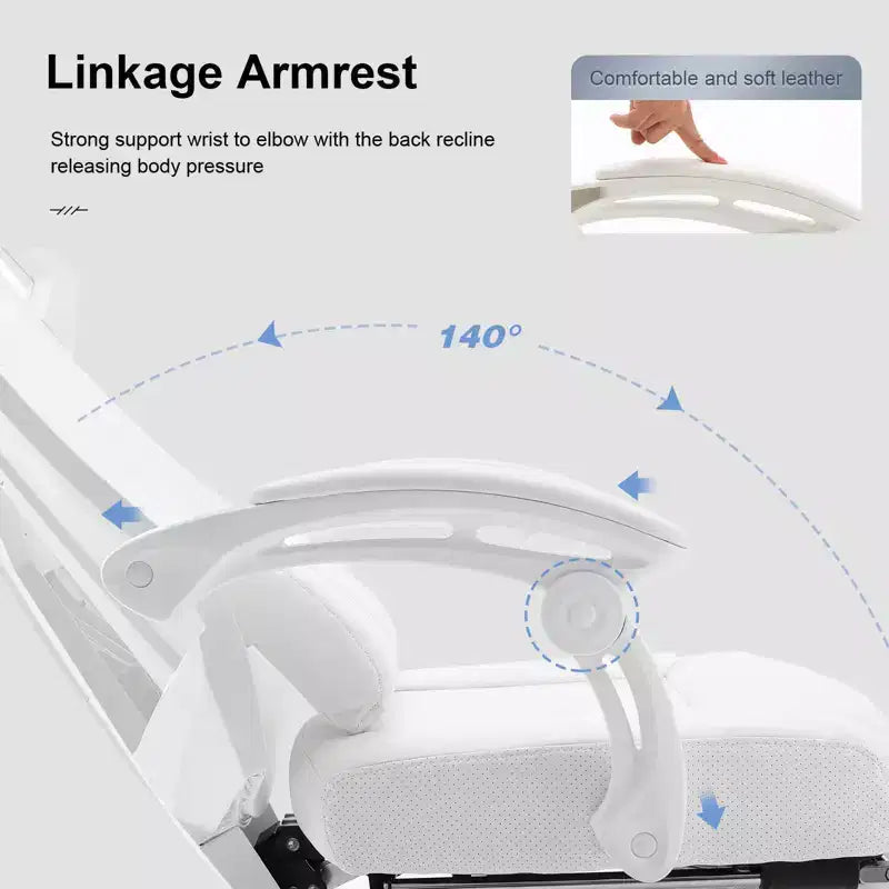 Silla Gamer GTRACING Silla de ordenador de malla Reclinable ergonómica con reposapiés Blanca
