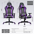 Silla de juego GTRACING con altavoces Bluetooth, silla de oficina de respaldo alto de PU, morado