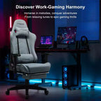 Silla gaming GTRACING con reposapiés, silla de oficina reclinable ergonómica con soporte lumbar, azul