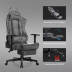 Silla gamer GTRACING con reposapiés, silla de oficina reclinable ergonómica con soporte lumbar, gris