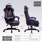 Silla Gaming LUCKRACER con Reposapiés Silla de Escritorio de Oficina de Respaldo Alto Púrpura
