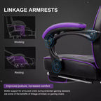 Silla Gaming LUCKRACER con Reposapiés Silla de Escritorio de Oficina de Respaldo Alto Púrpura