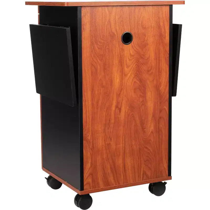 Multimedia Lecture Podium Cart Cherry/Black - Hampden Furnishings