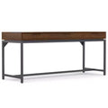 WyndenHall Devlin Mid-Century Solid Wood Writing Desk with Drawers Walnut Veneer