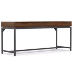 WyndenHall Devlin Mid-Century Solid Wood Writing Desk with Drawers Walnut Veneer