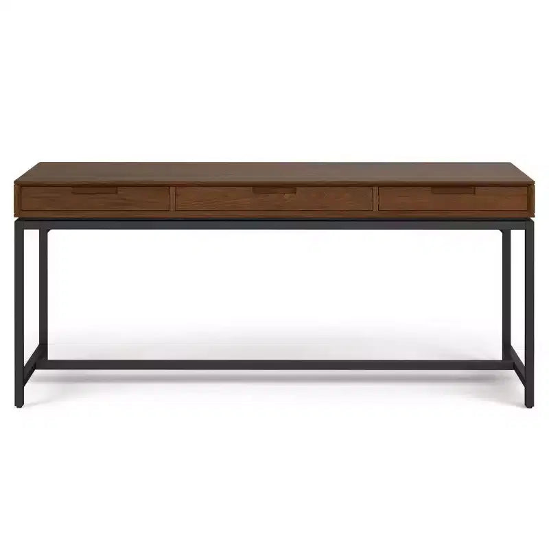 Escritorio de madera maciza WyndenHall Devlin Mid-Century con cajones, chapado de nogal