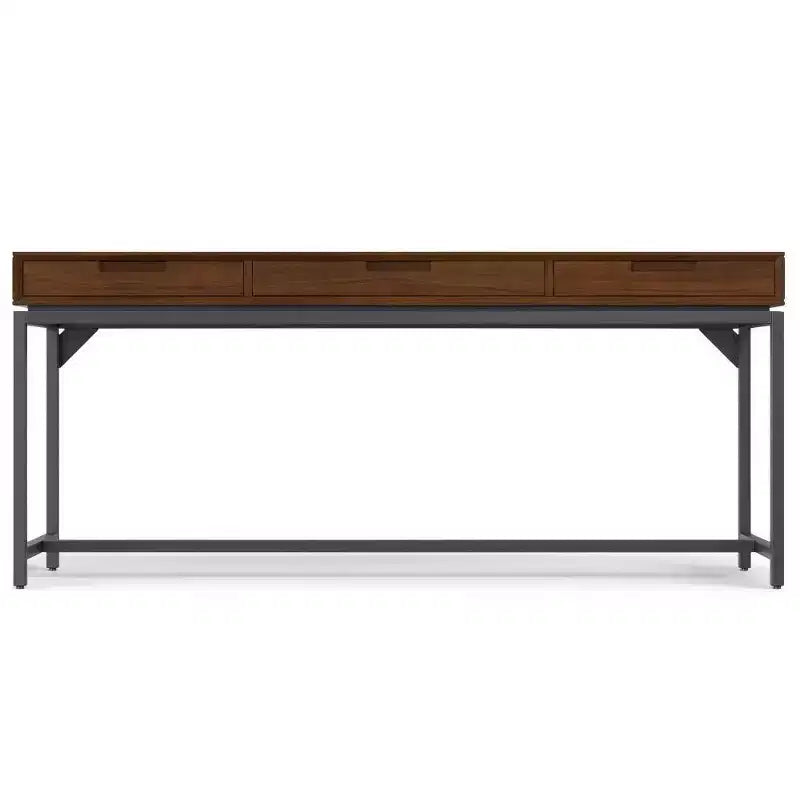 Escritorio de madera maciza WyndenHall Devlin Mid-Century con cajones, chapado de nogal