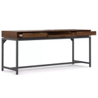 Escritorio de madera maciza WyndenHall Devlin Mid-Century con cajones, chapado de nogal