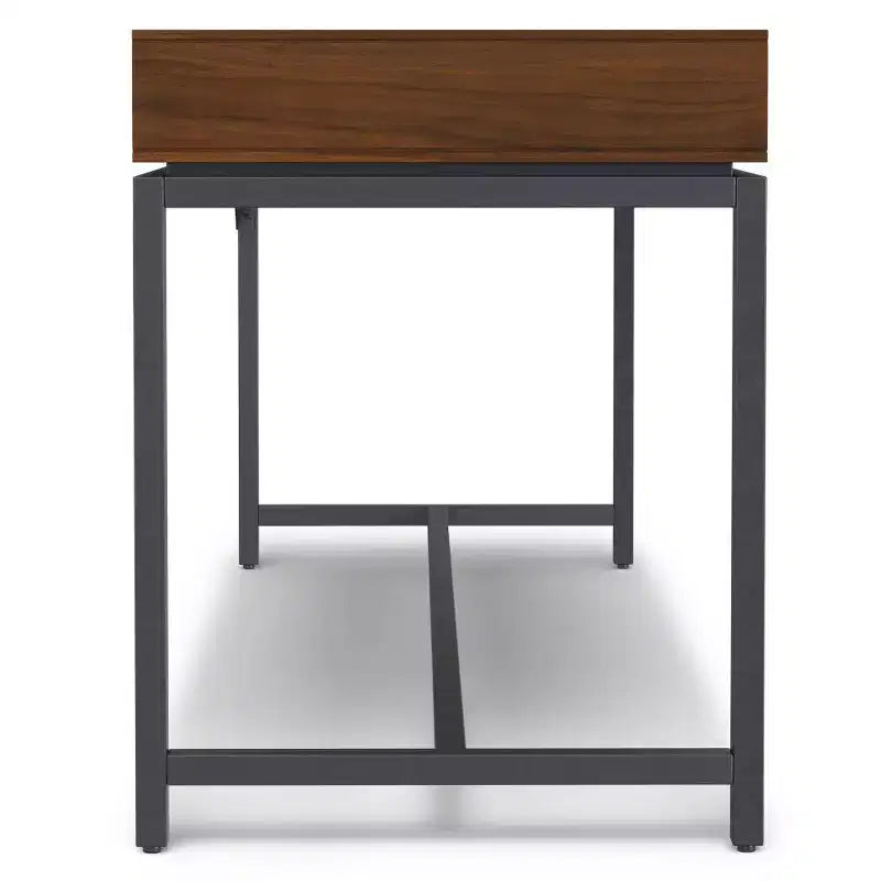 Escritorio de madera maciza WyndenHall Devlin Mid-Century con cajones, chapado de nogal