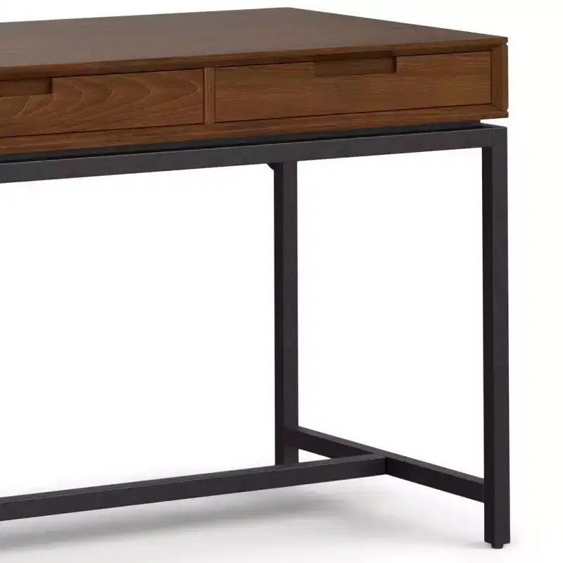 Escritorio de madera maciza WyndenHall Devlin Mid-Century con cajones, chapado de nogal