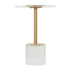Mesa auxiliar acrílica Olivia y May: Pedestal dorado, sin necesidad de montaje, uso en interiores, estilo moderno, 23 pulgadas de altura