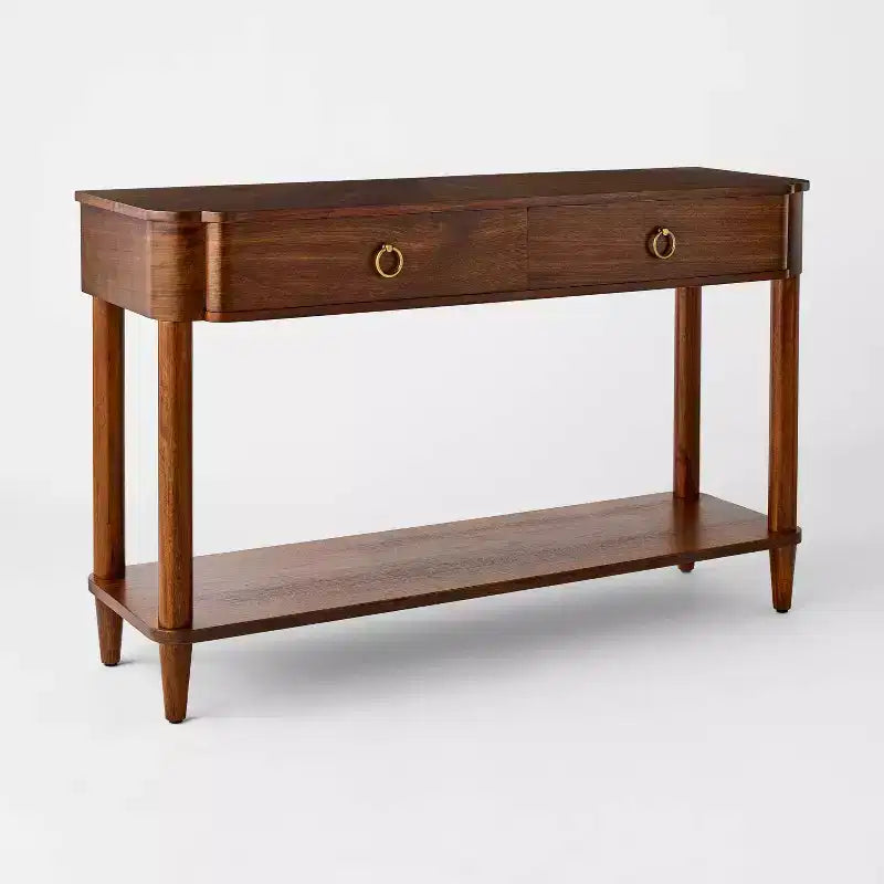 Nephi Console Table with Two Drawer Walnut Brown Wood Veneer - Threshold™ designed with Studio McGee