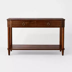Mesa de consola Nephi con dos cajones de chapa de madera nogal marrón - Threshold™ diseñada con Studio McGee