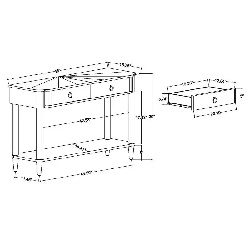 Mesa de consola Nephi con dos cajones de chapa de madera nogal marrón - Threshold™ diseñada con Studio McGee