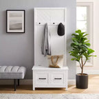 Kayce Hall Tree Blanco - Crosley: Solución de Almacenamiento para Vestíbulo, Organizador de Entrada con 4 Ganchos, Acabado en Chapa