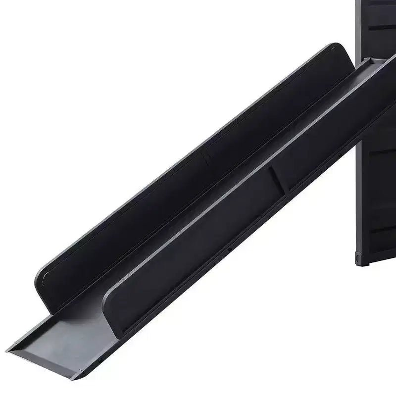 Cama alta individual de metal de 80" con tobogán y escalera, no requiere somier