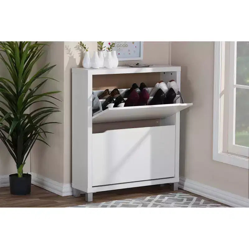 Simms 2 Drawer Modern Shoe Cabinet - Baxton Studio
