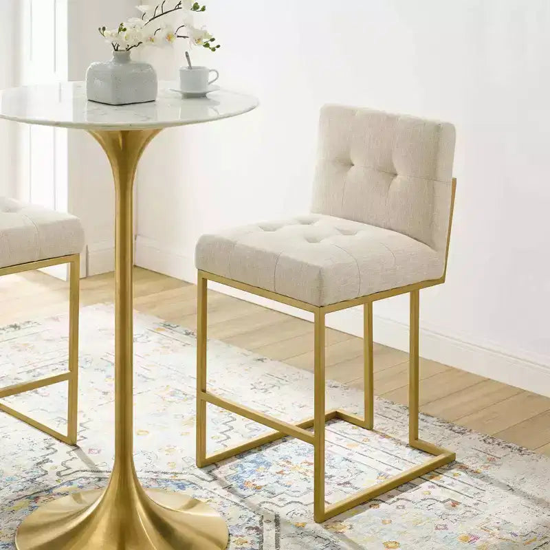 Privy Stainless Steel Upholstered Fabric Counter Height Barstool Gold - Modway