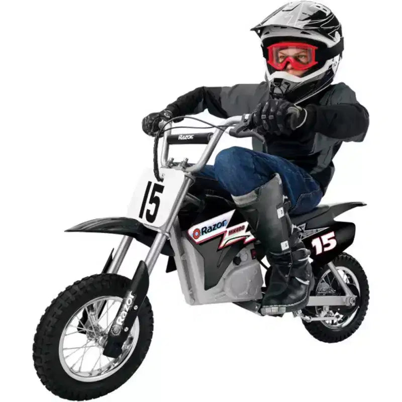 Razor MX400 Kid & Teen Dirt Rocket 24V Ride On High-Torque Electric Motocross Motorcycle Toy Dirt Bikes, velocidades de hasta 14 MPH, negro y verde, paquete de 2