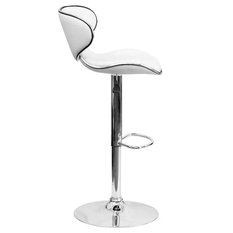 Tabouret de bar contemporain et confortable en vinyle mi-dossier, réglable en hauteur, avec base chromée de Flash Furniture