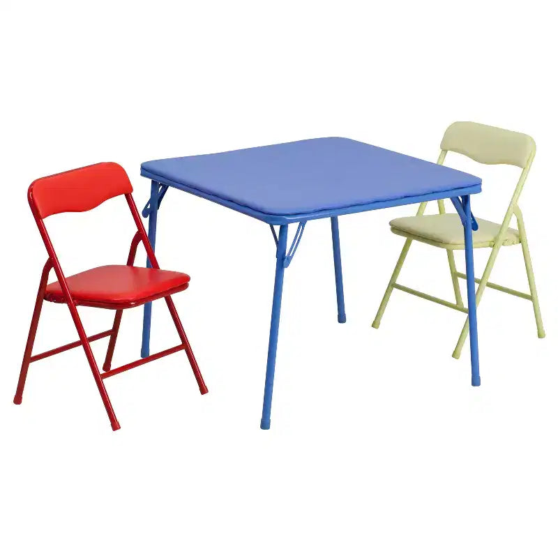 Emma and Oliver Kids 3 Piece Folding Table and Chair Set - Kids Activity Table Set