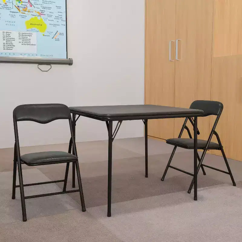 Emma and Oliver Kids 3 Piece Folding Table and Chair Set - Kids Activity Table Set